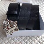 High Quality Versace Black Leather Belt - SS Medusa Head Buckle